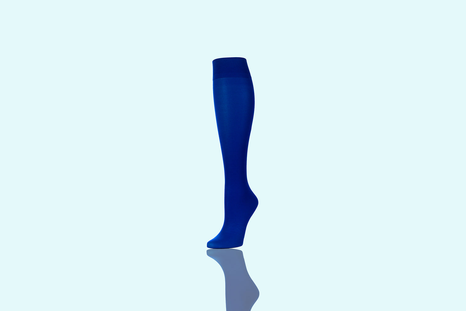 20 30 mmHg Compression Socks In Royal Blue - Light Blue Background - Soft And Sheer Look