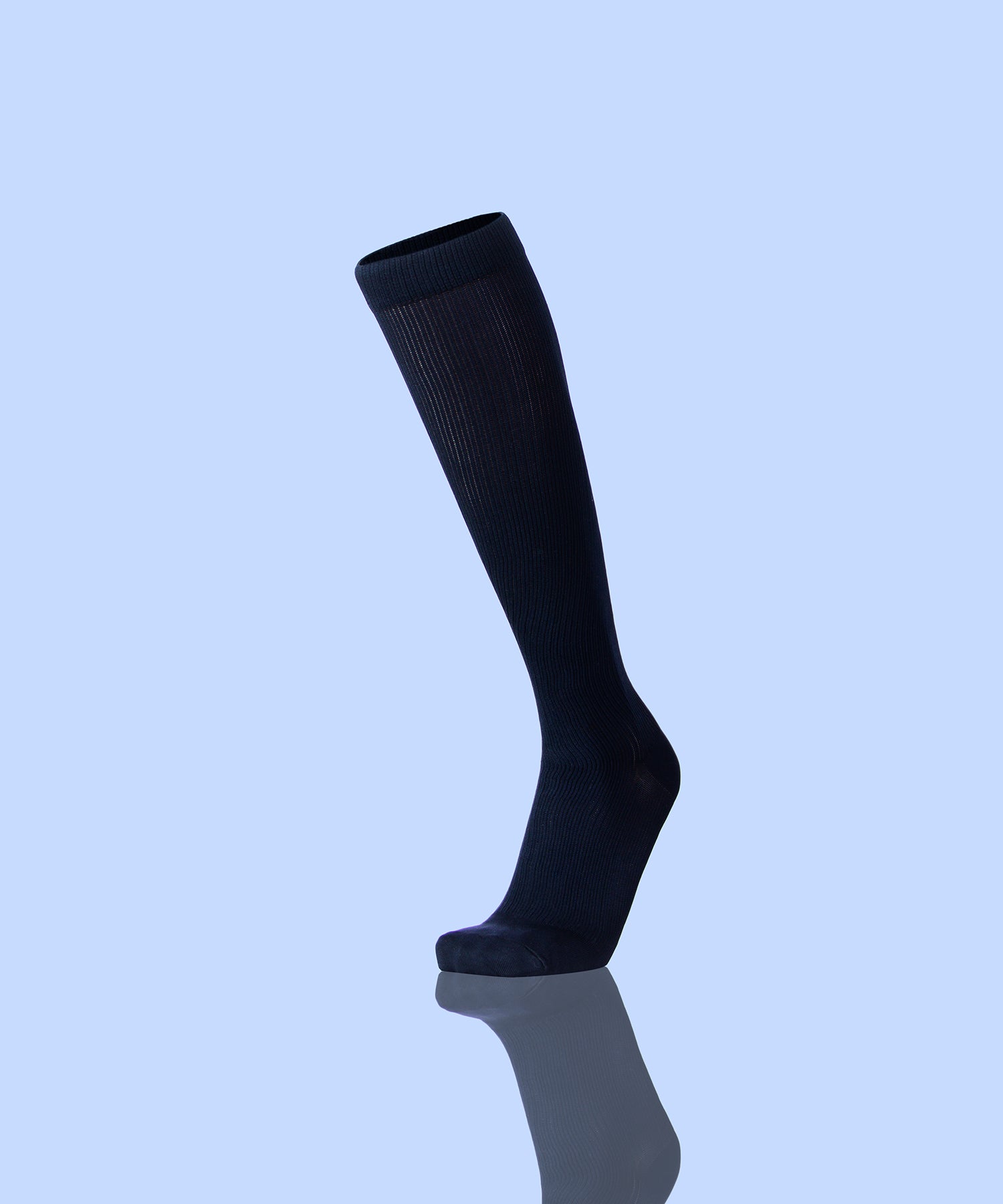 Compression Socks For Men - With Regular Socks Look  - In Black With Light Blue Background