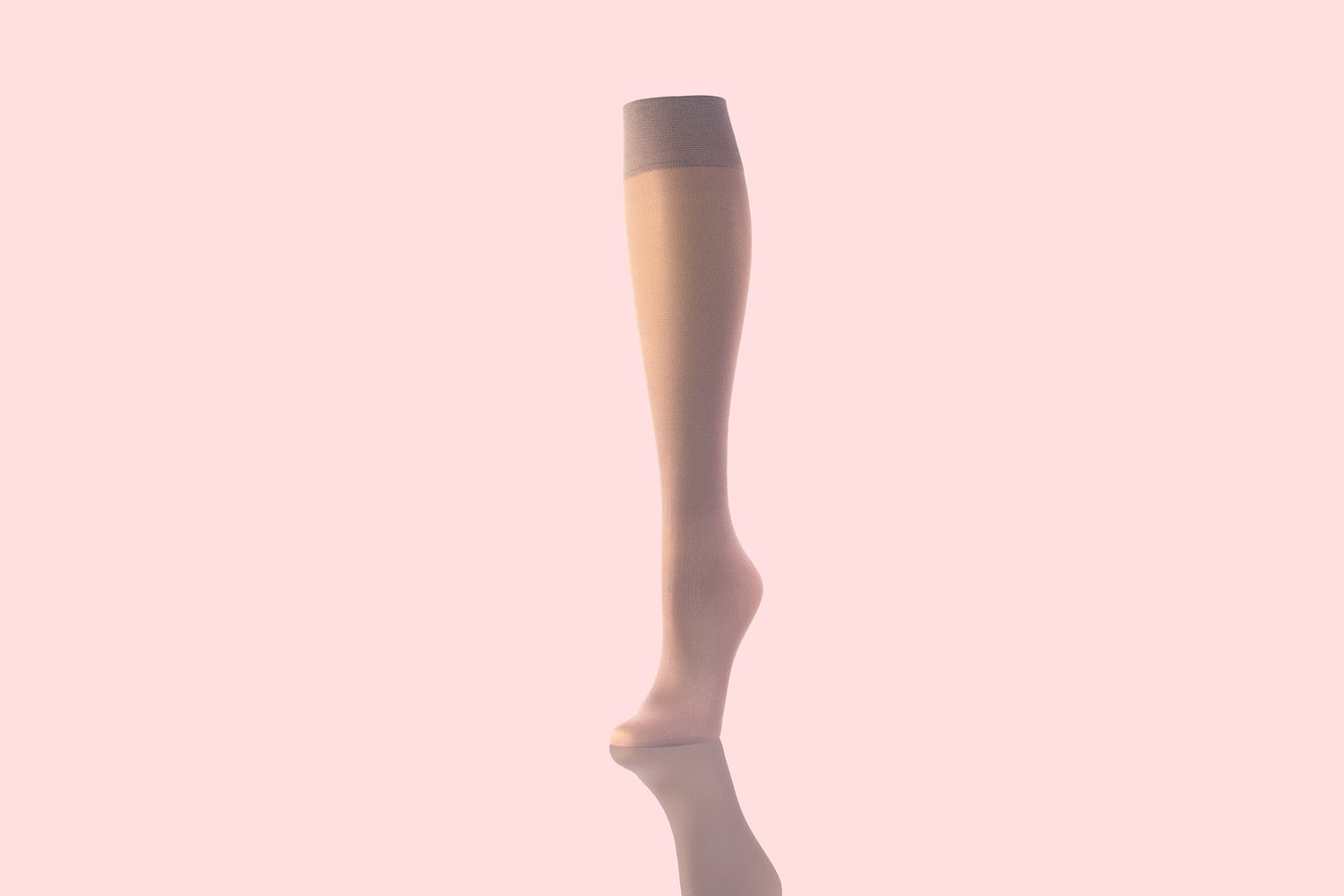 Knee High Compression Socks In Skin Color - Sheer Fabric - Light Pink Background - Featured Category