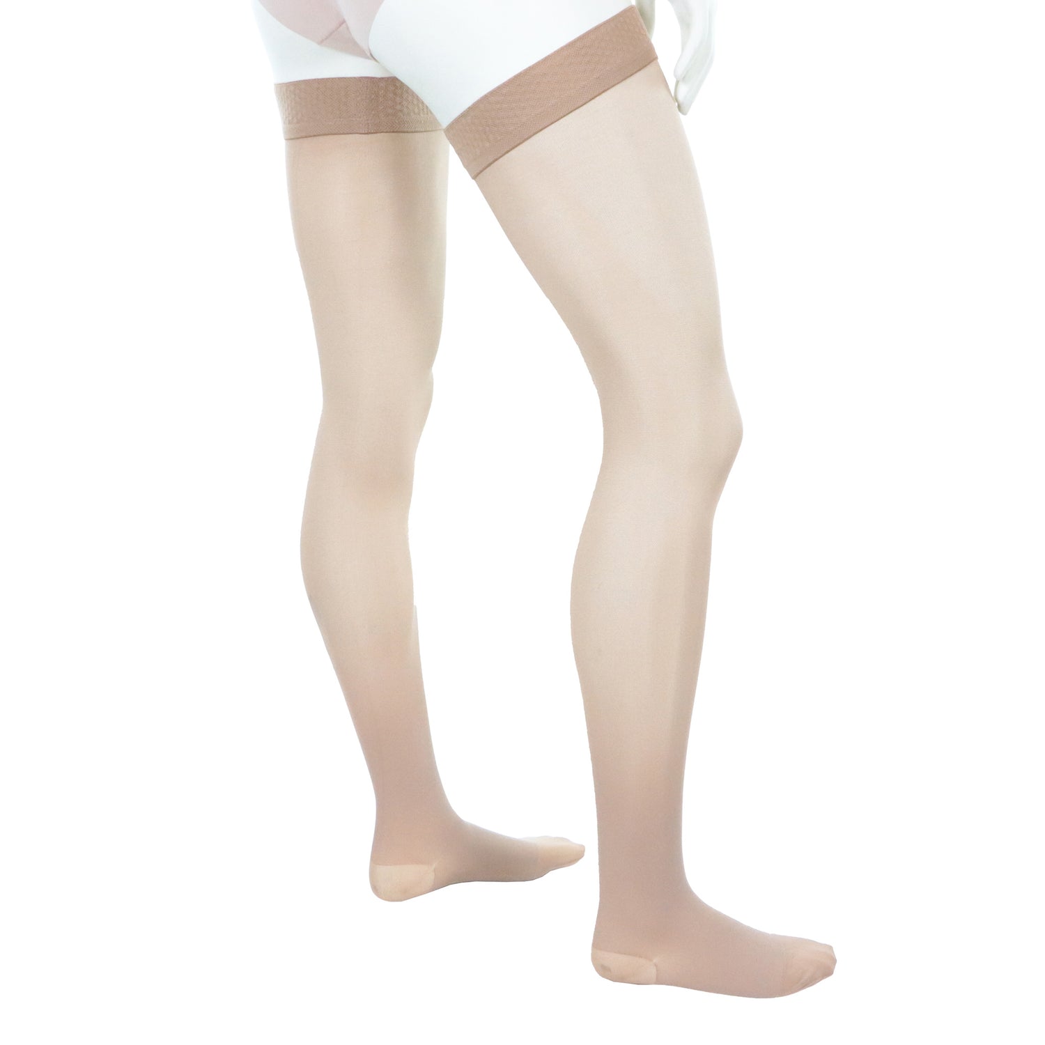 20-30 mmhg compression stockings for women thigh high nude side view