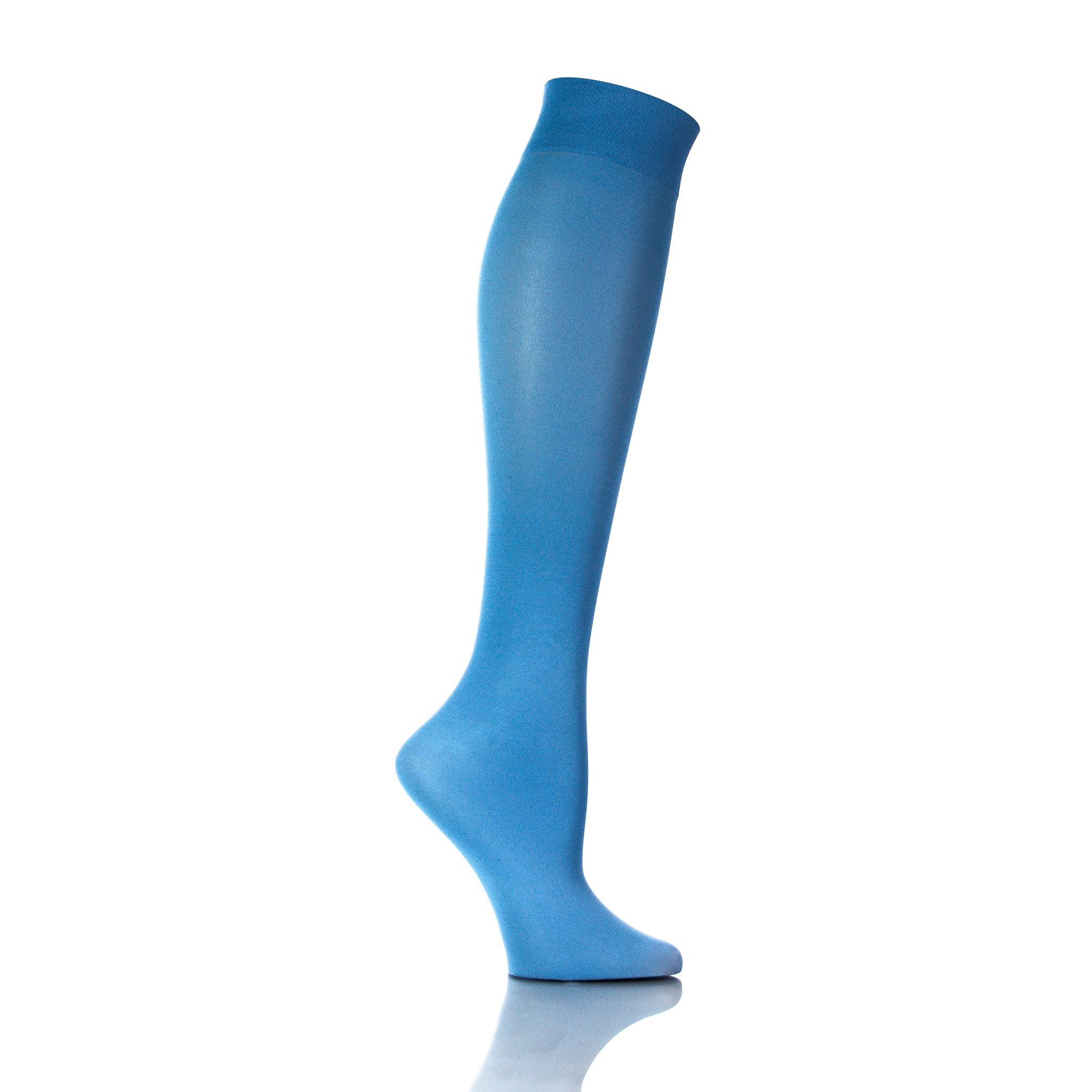Colored 20 30 mmHg Compression Socks For Women - Blue Sky Color - Inside Leg - Softmedi