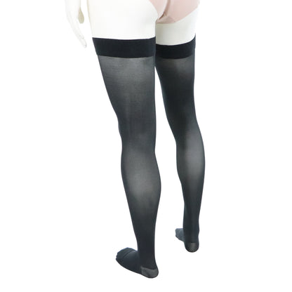 Compression stockings for women thigh 20-30 black color Doctor Brace Circutrend left leg zoom