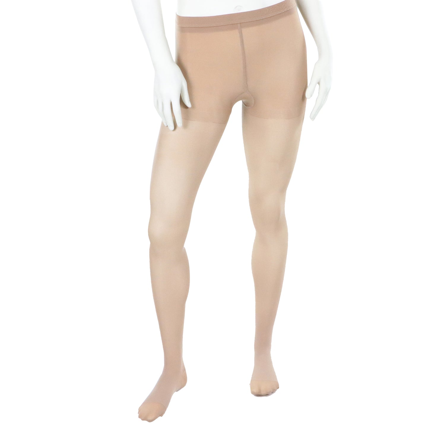 Compression tights for women in 20-30 mmHg beige color closed toe Doctor Brace zoomed leg