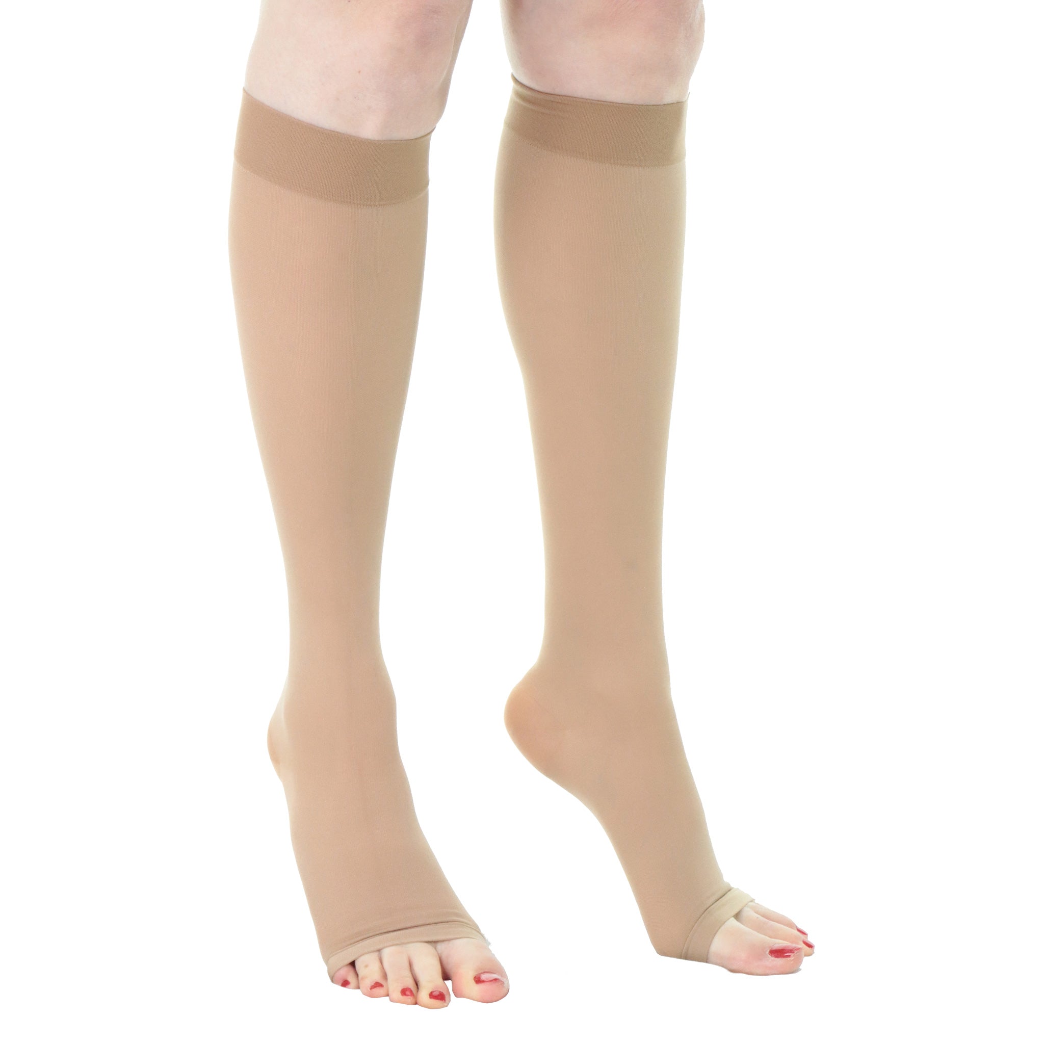 Doctor Brace Circutrend calf 30-40 mmhg womens compression stockings open toe beige