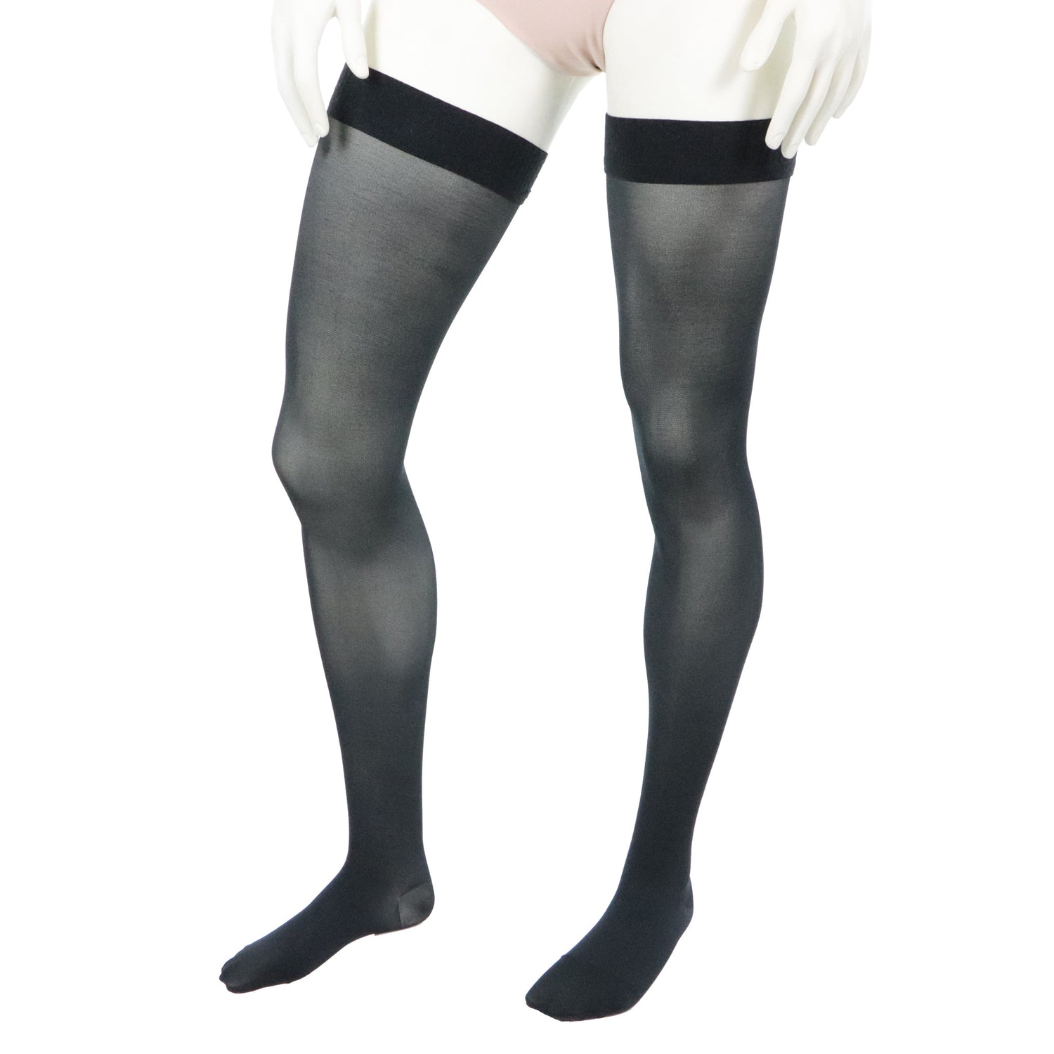 Doctor Brace Circutrend thigh high compression stockings in 30-40 mmHg black front left view