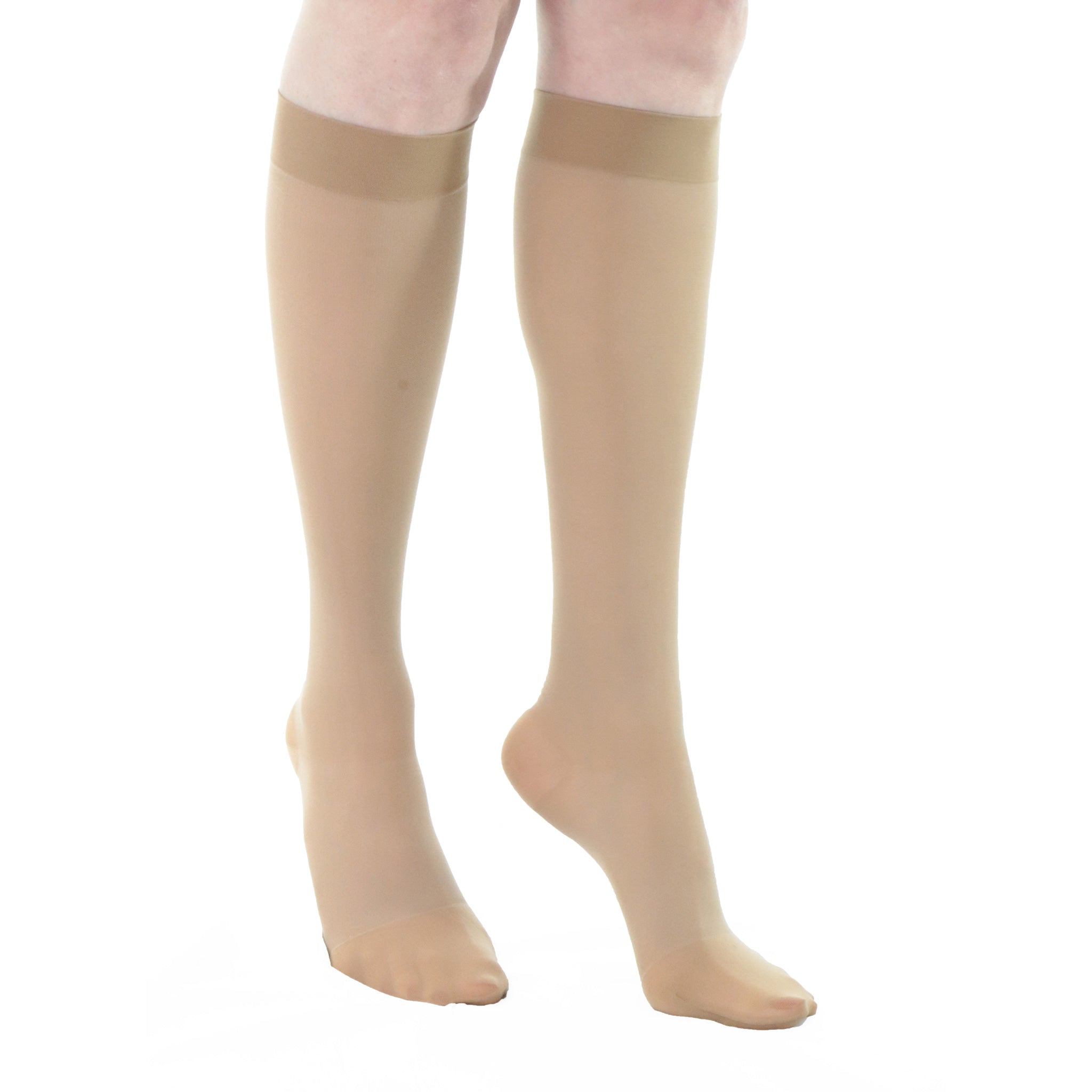 Doctor Brace CircuTrend under knee compression stockings 20 30 mmHg in beige color left side view