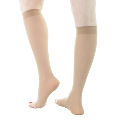 Doctor Brace Circutrend ladies compression stockings 20-30 mmHg knee high with open toe beige back