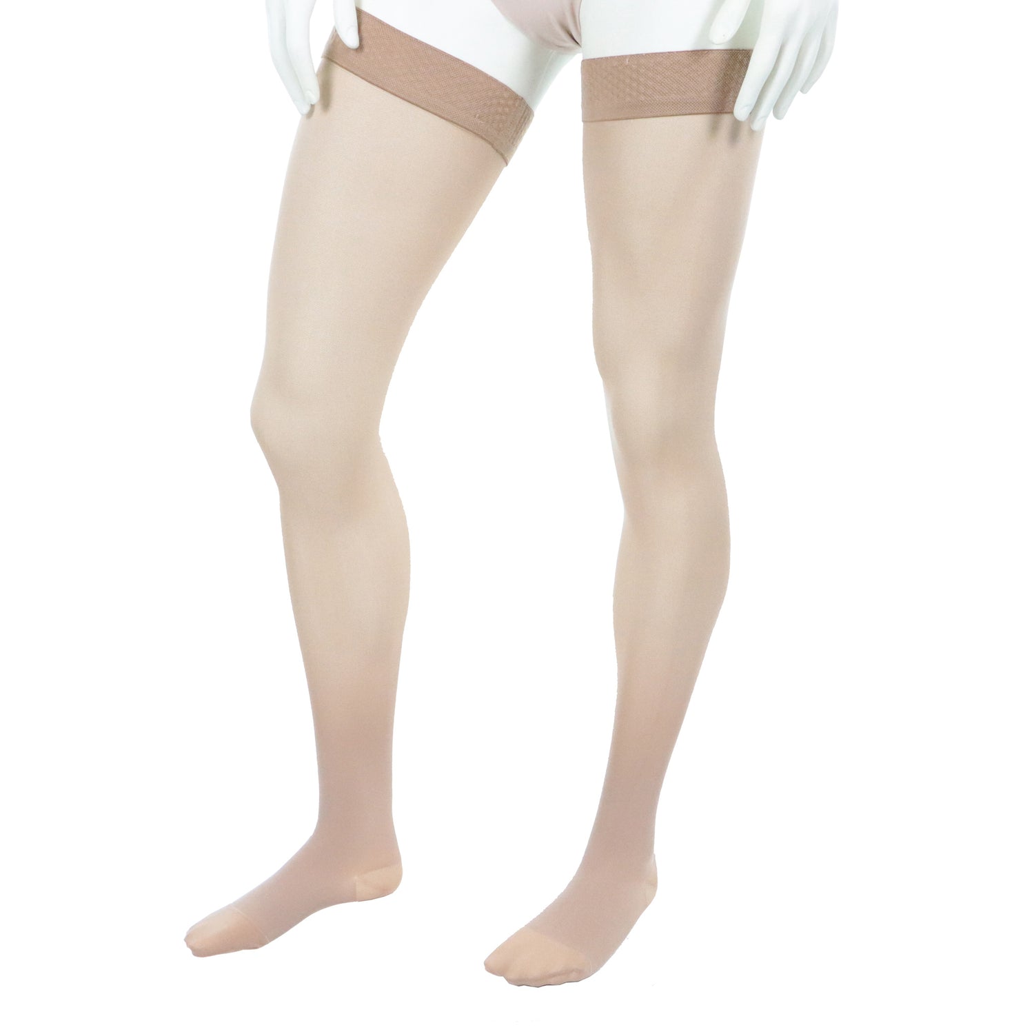 Doctor Brace thigh high 20-30 mmhg compression stockings nude color left view