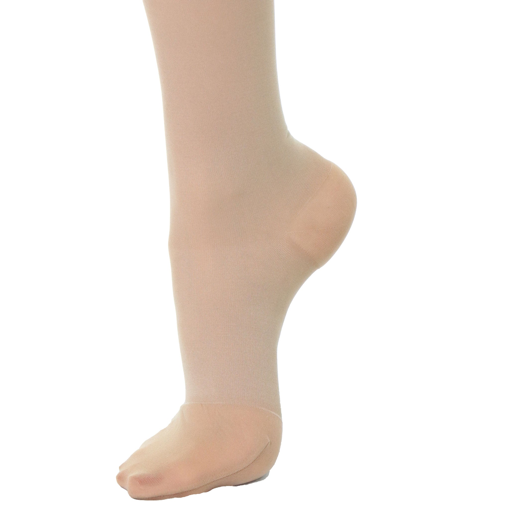 Doctor Brace compression socks for women sheer fabric beige color in 20-30 mmHg toes and heel view