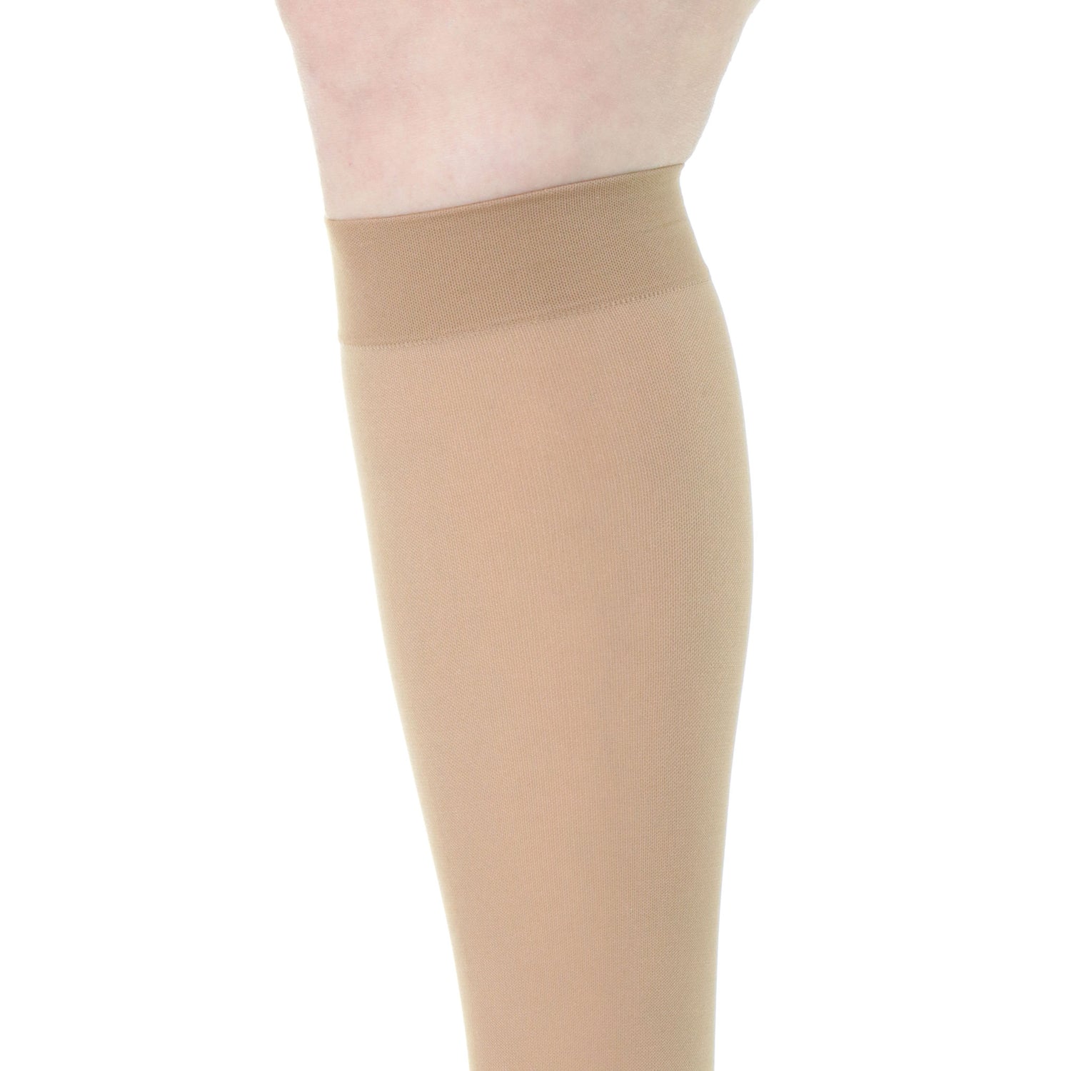 Female compression socks calf 20-30 mmHg open front beige Doctor Brace band view