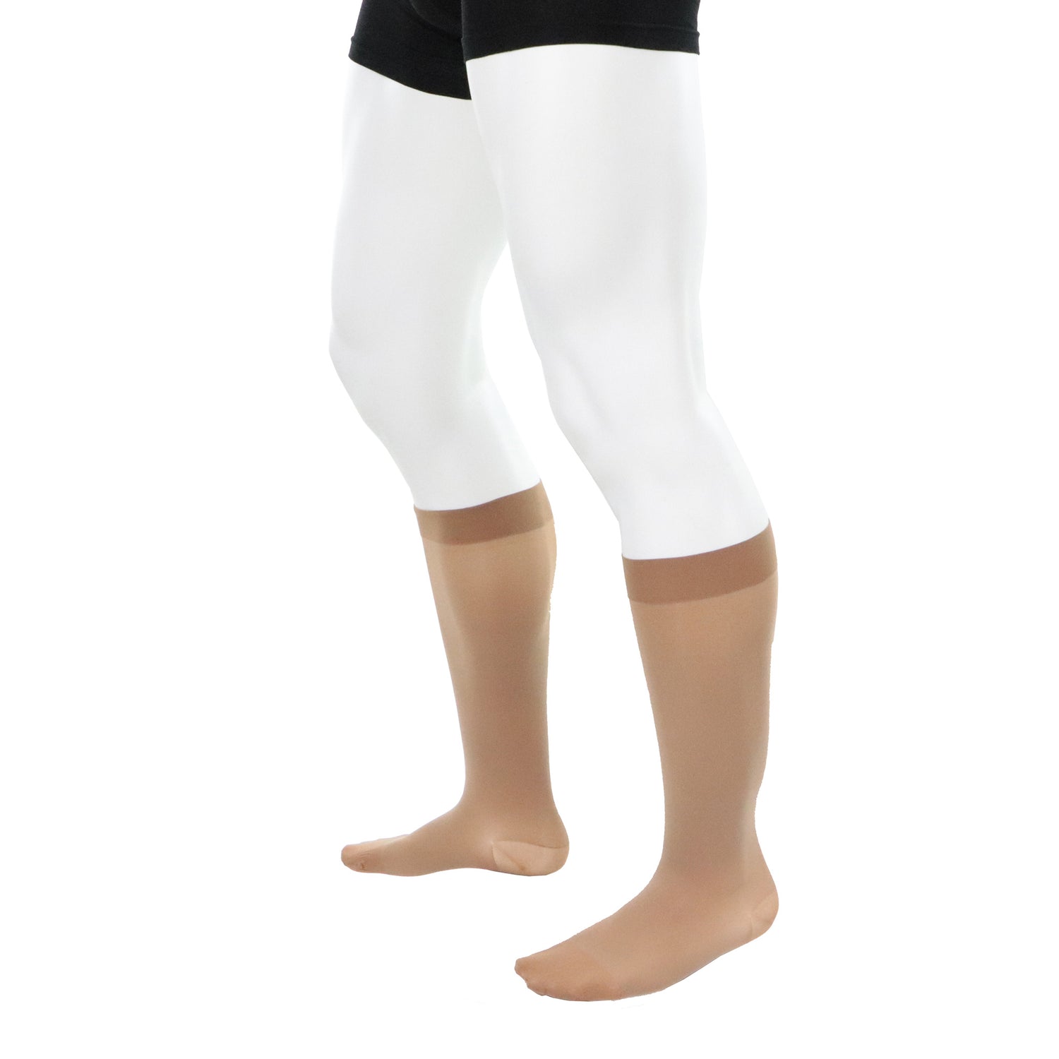 Knee high compression socks for men 20-30 mmhg beige natural left side view